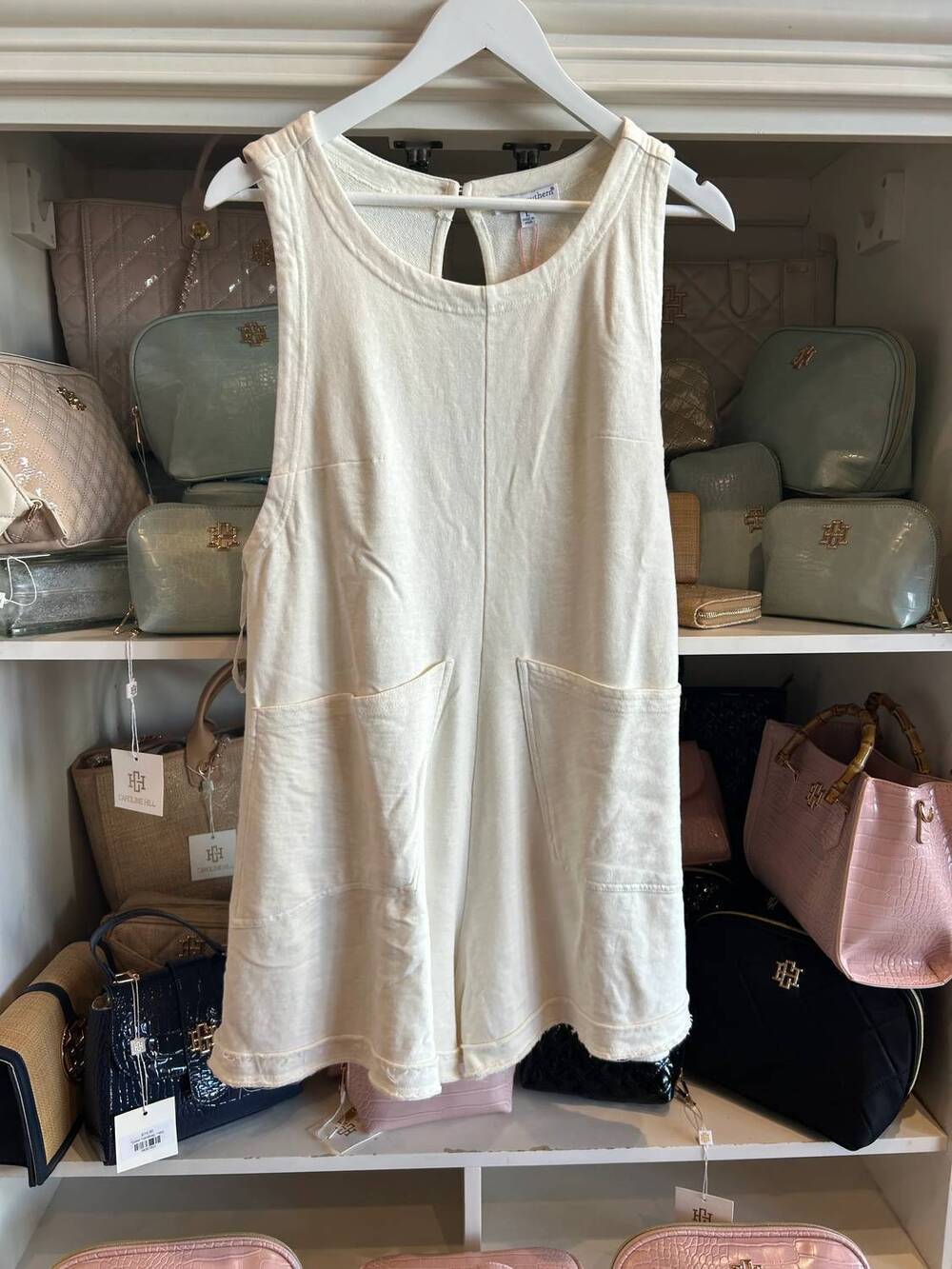 NEW SIMPLY SOUTHERN women's wash romper in ivory-white
